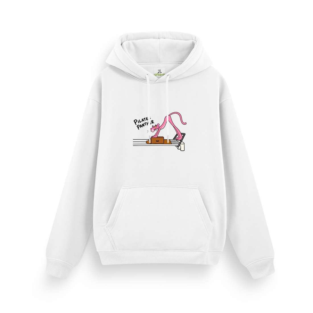 Pilates Panther Regular Hoodie Beyaz, ön baskı – After6