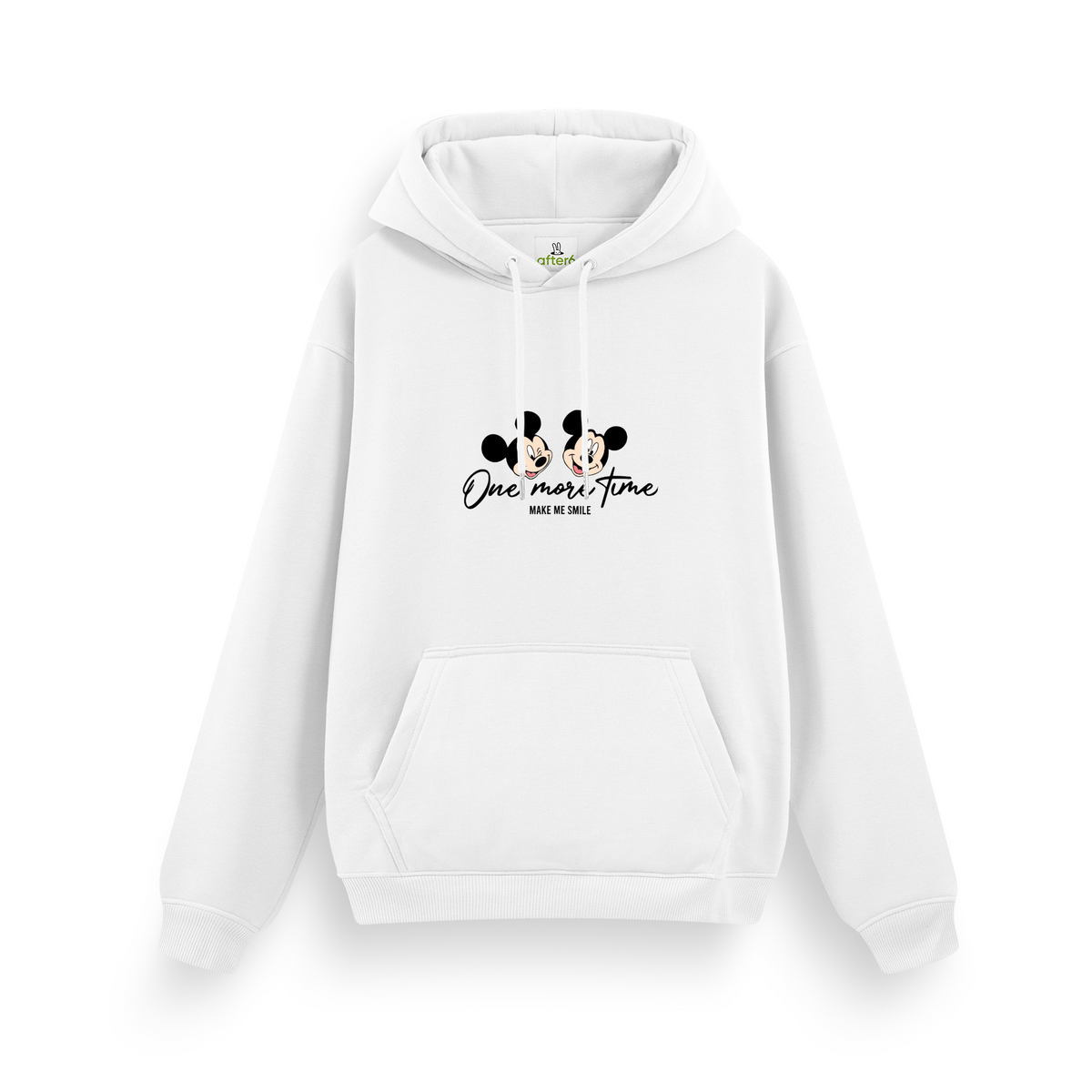 One More Time Regular Hoodie Beyaz, ön baskı – After6