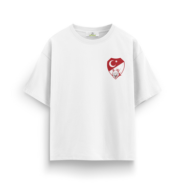 Kırmızı Beyaz - Oversize T-Shirt