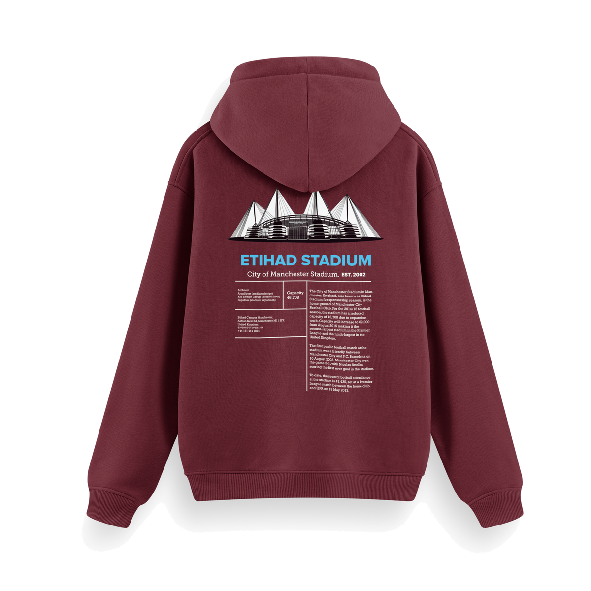 Etihad Regular Hoodie Bordo, sırt baskı – After6