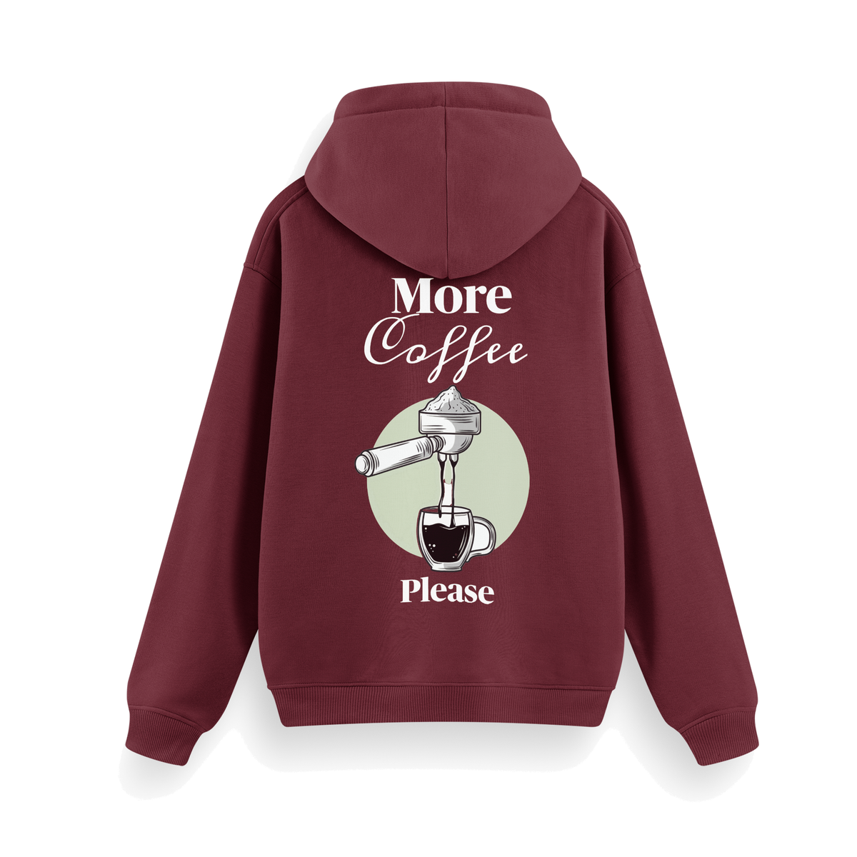 More Coffee Please Regular Hoodie Bordo, sırt baskı – After6