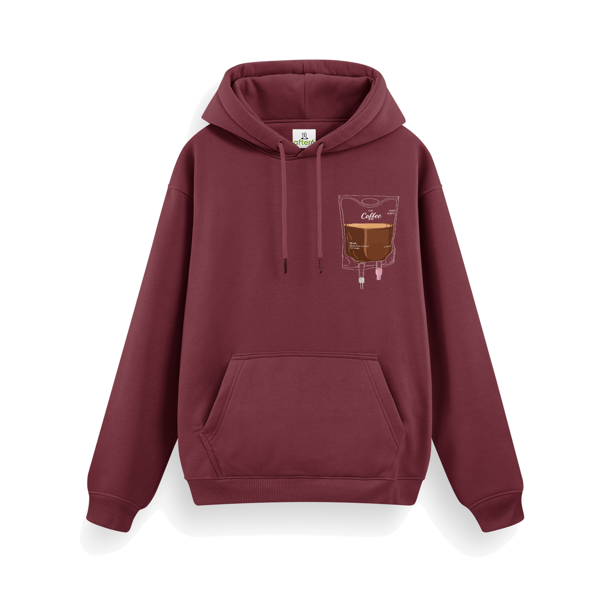Coffee exp Regular Hoodie Bordo, ön baskı – After6