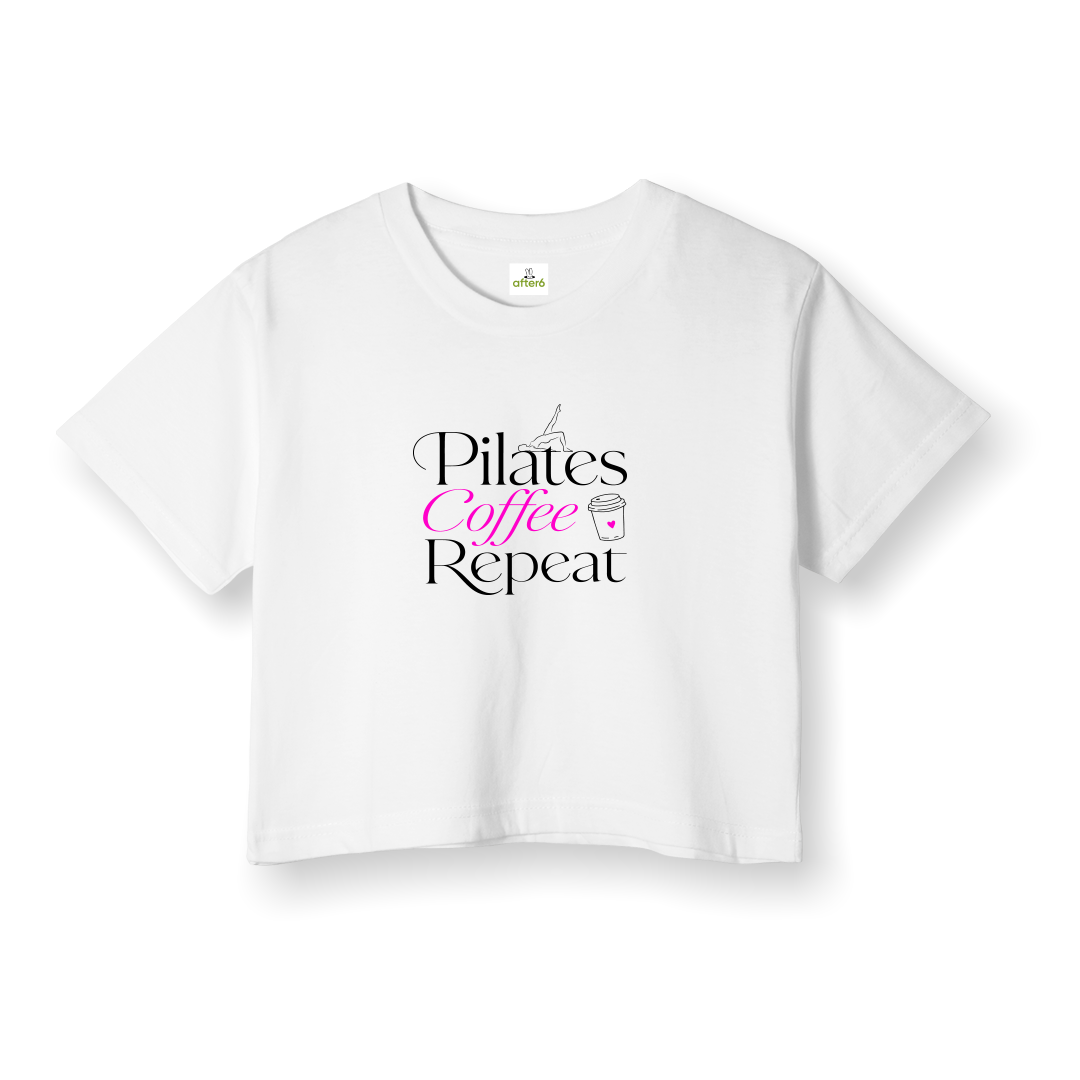 Pilates Coffee Repeat - Crop T-Shirt