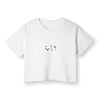 Lazy White Cat - Crop T-Shirt