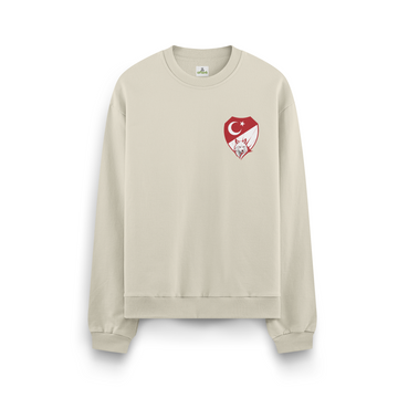 Kırmızı Beyaz - Oversize Sweatshirt
