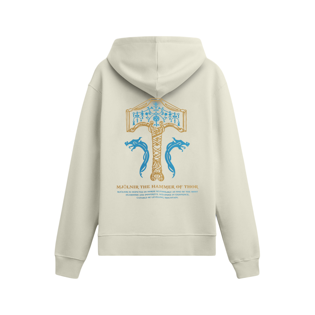 Mjolnir Oversize Hoodie Ekru, sırt baskı – After6