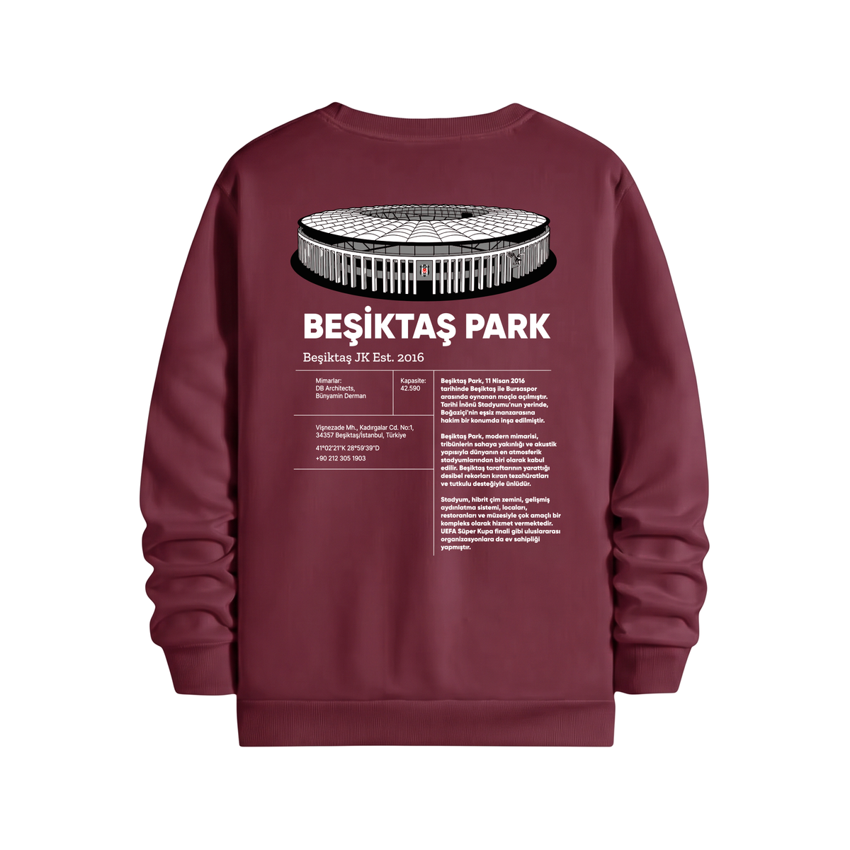 Est 1903 Regular Sweatshirt Bordo, sırt baskı – After6