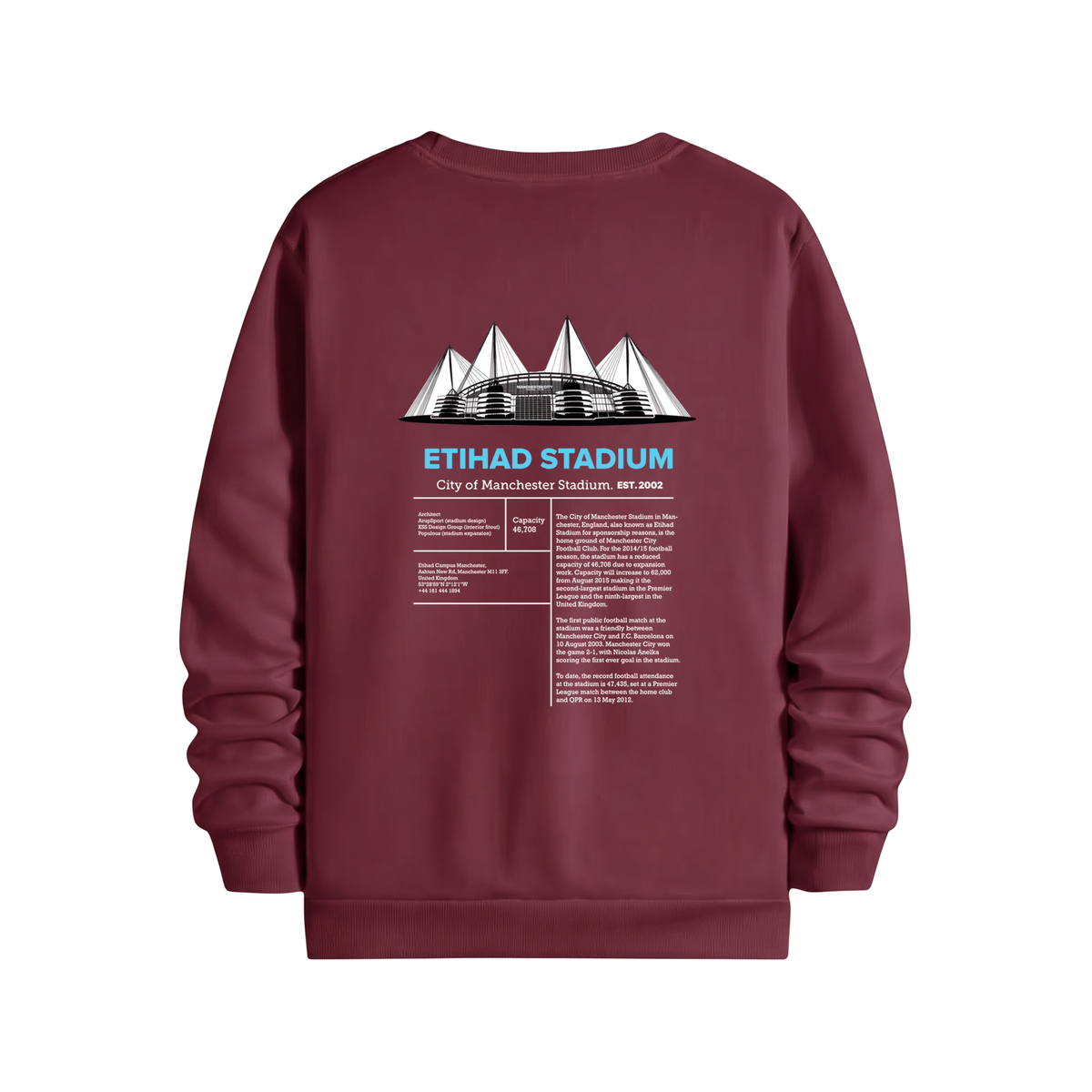 Etihad Regular Sweatshirt Bordo, sırt baskı – After6