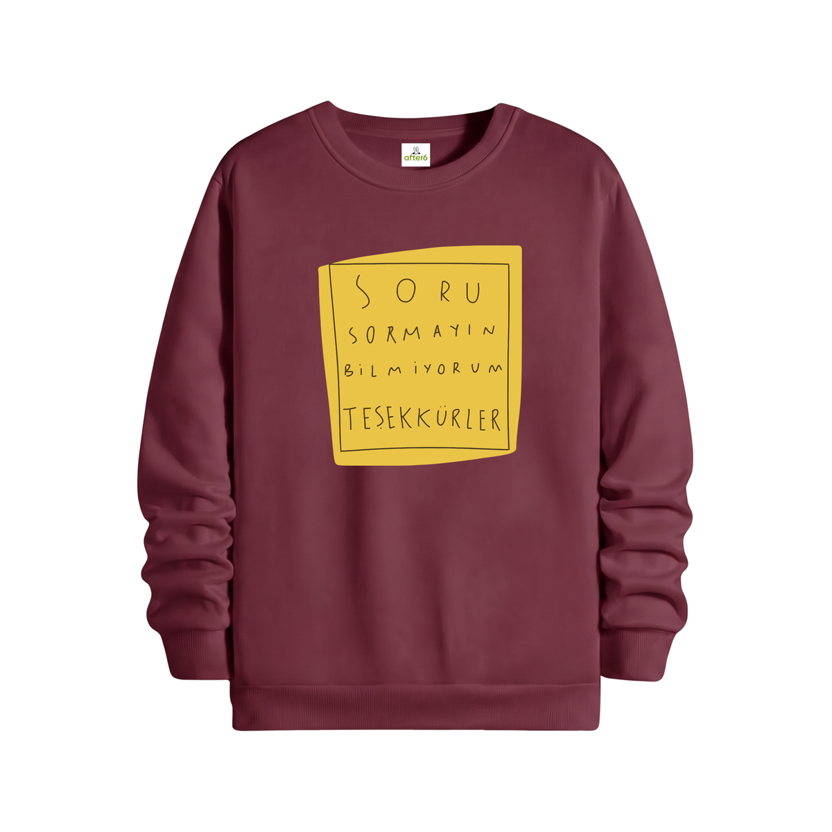 Soru Sormayın Regular Sweatshirt Bordo, ön baskı – After6