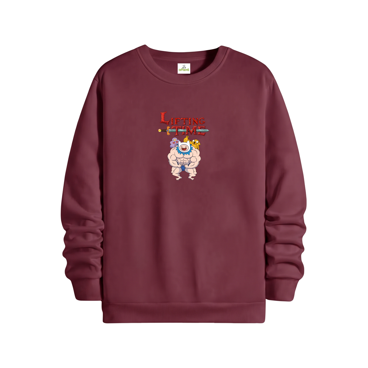 Lifting Time Regular Sweatshirt Bordo, ön baskı – After6