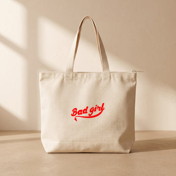 Bad Girl - Fermuarlı Tote Bag