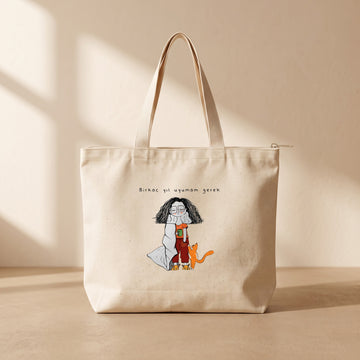 Birkaç yıl uyumam gerek - Fermuarlı Tote Bag