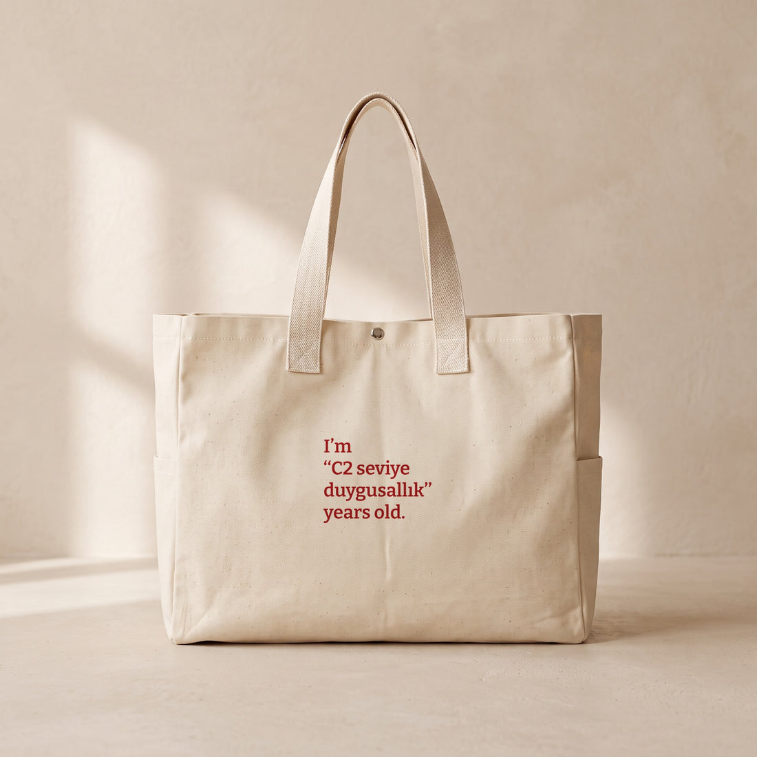 C2 seviye duygusallık - Çıtçıtlı Tote Bag