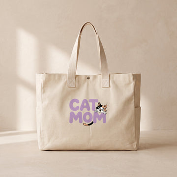 Cat Mom - Çıtçıtlı Tote Bag