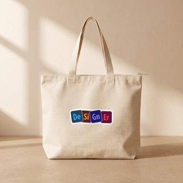 Designer - Fermuarlı Tote Bag