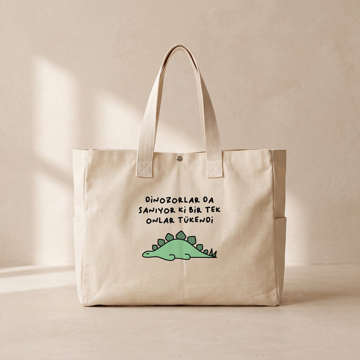 Dinozorlarda - Çıtçıtlı Tote Bag