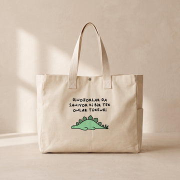 Dinozorlarda - Çıtçıtlı Tote Bag