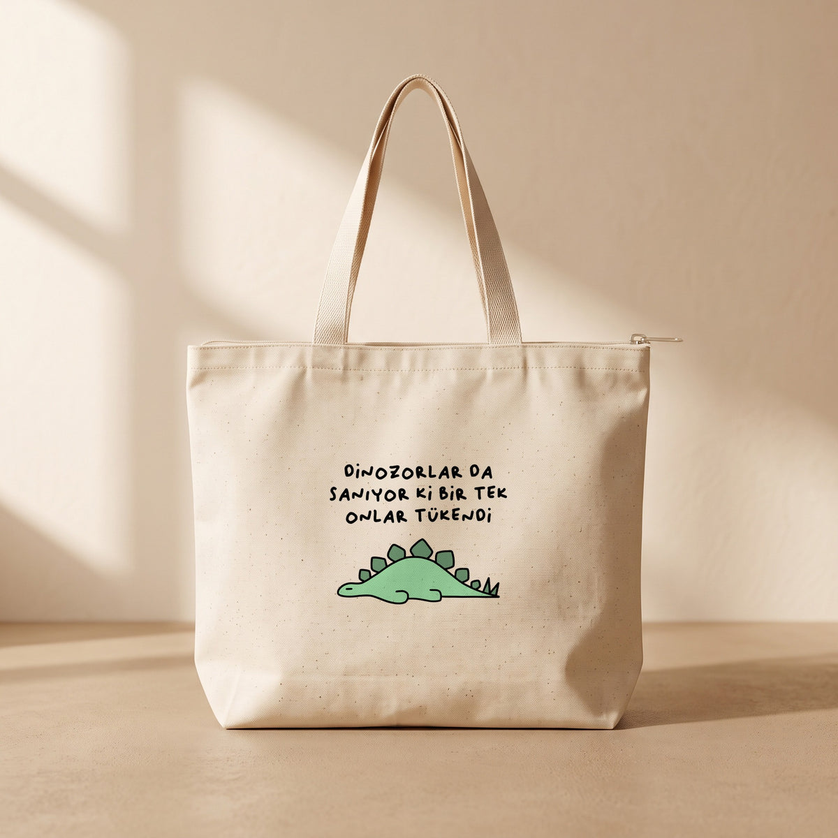Dinozorlarda - Fermuarlı Tote Bag