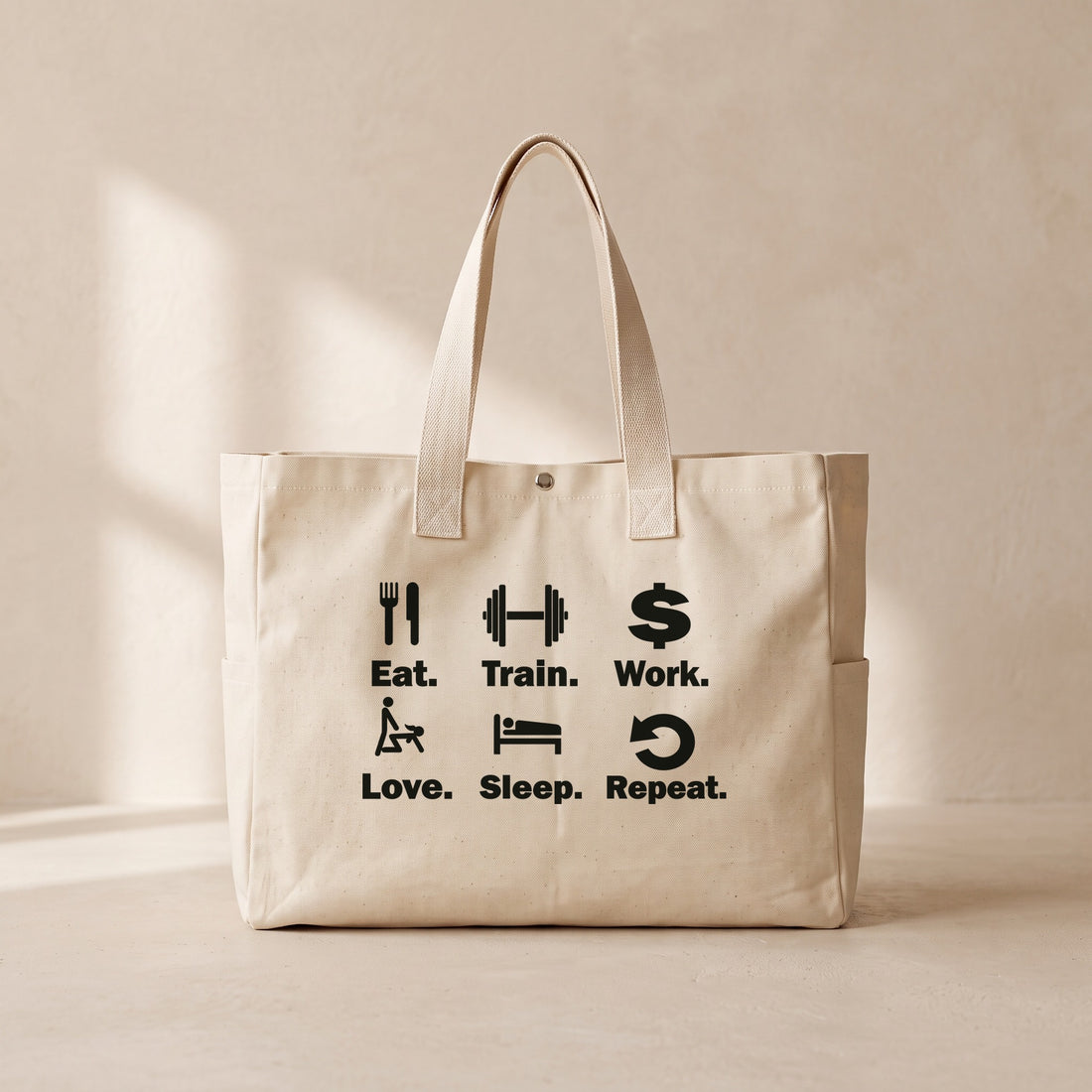 Eat Sleep Train - Çıtçıtlı Tote Bag