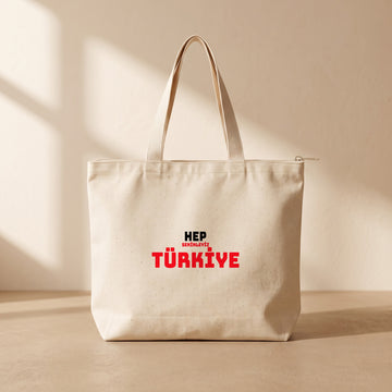 Hep Seninleyiz Türkiye - Fermuarlı Tote Bag