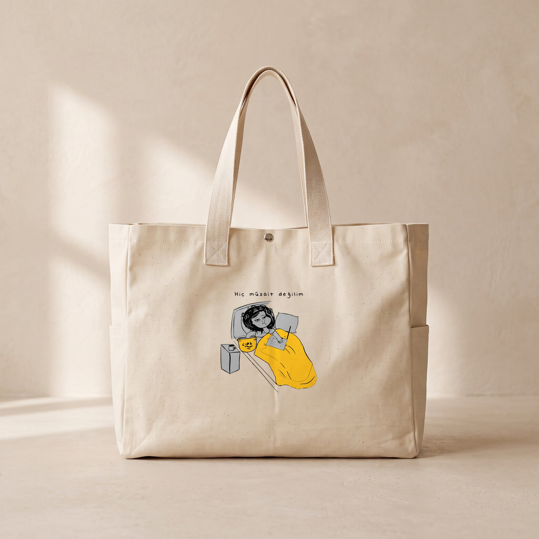Hiç müsait değilim - Çıtçıtlı Tote Bag