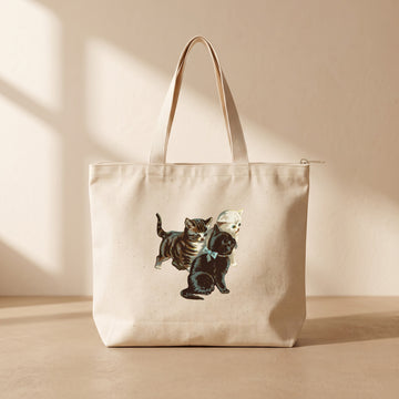 Kitties - Fermuarlı Tote Bag