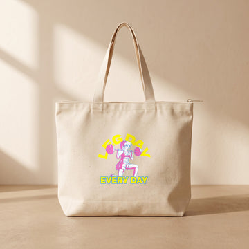 Leg Day Every Day - Fermuarlı Tote Bag