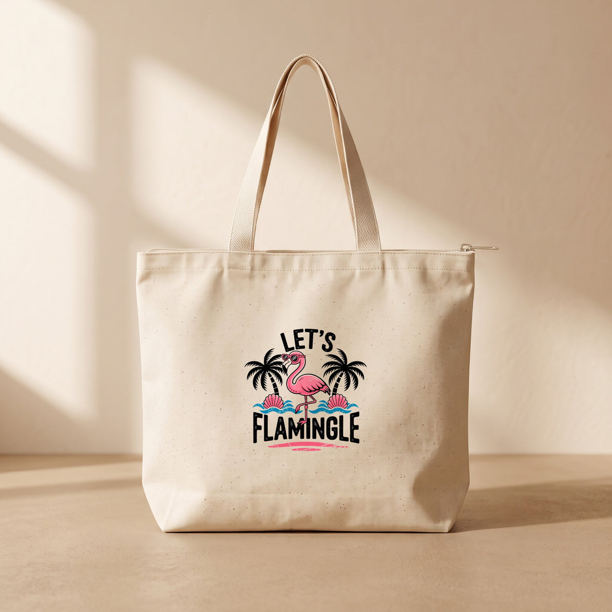 Lets Flamingle - Fermuarlı Tote Bag