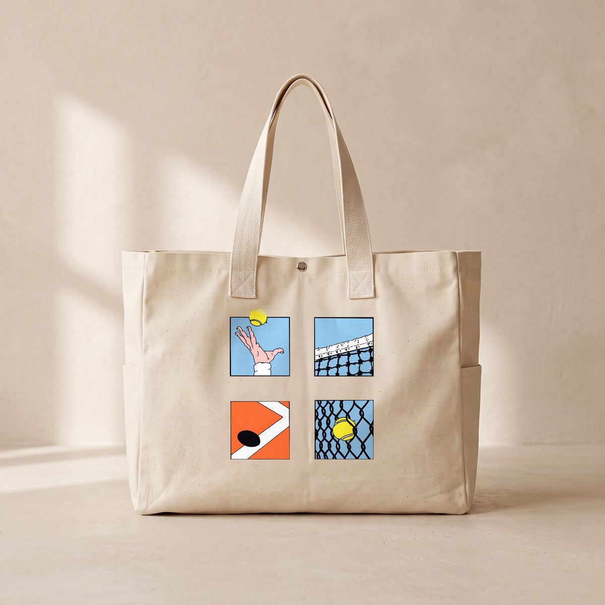 Lines & Tennis - Çıtçıtlı Tote Bag