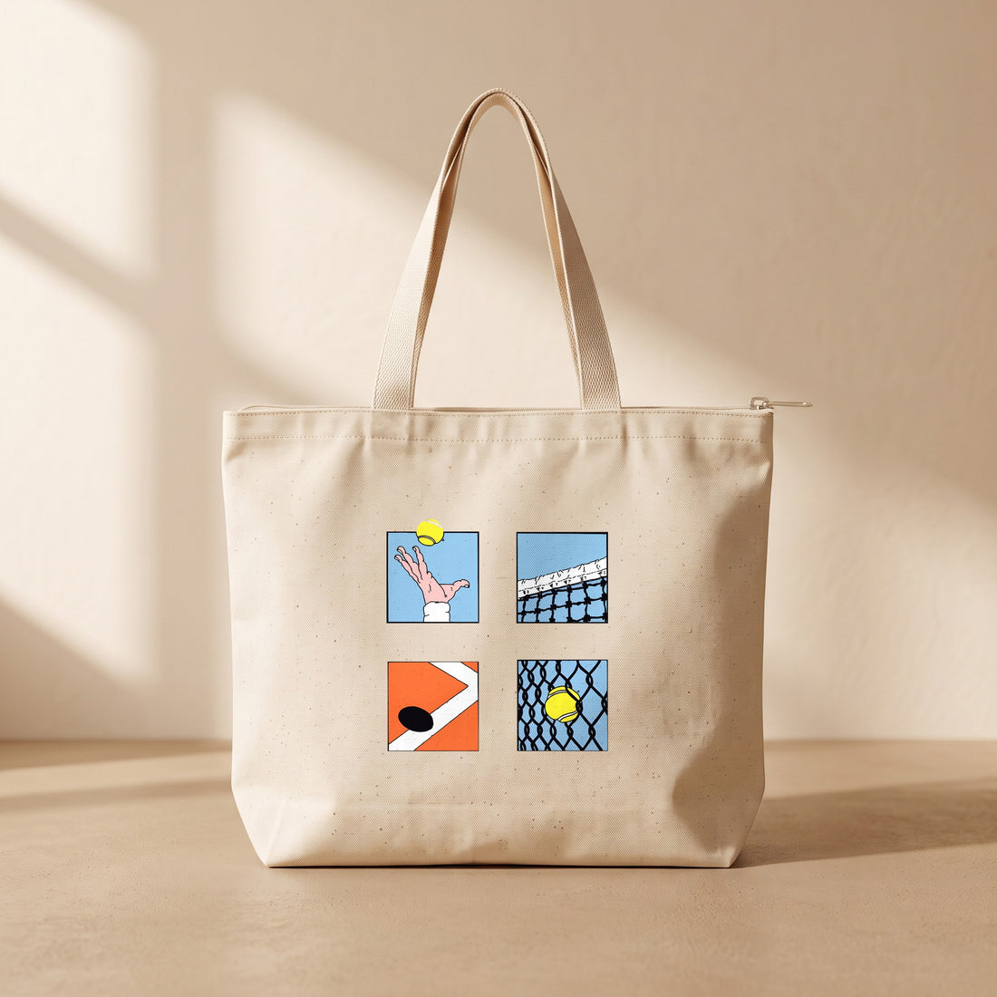 Lines & Tennis - Fermuarlı Tote Bag