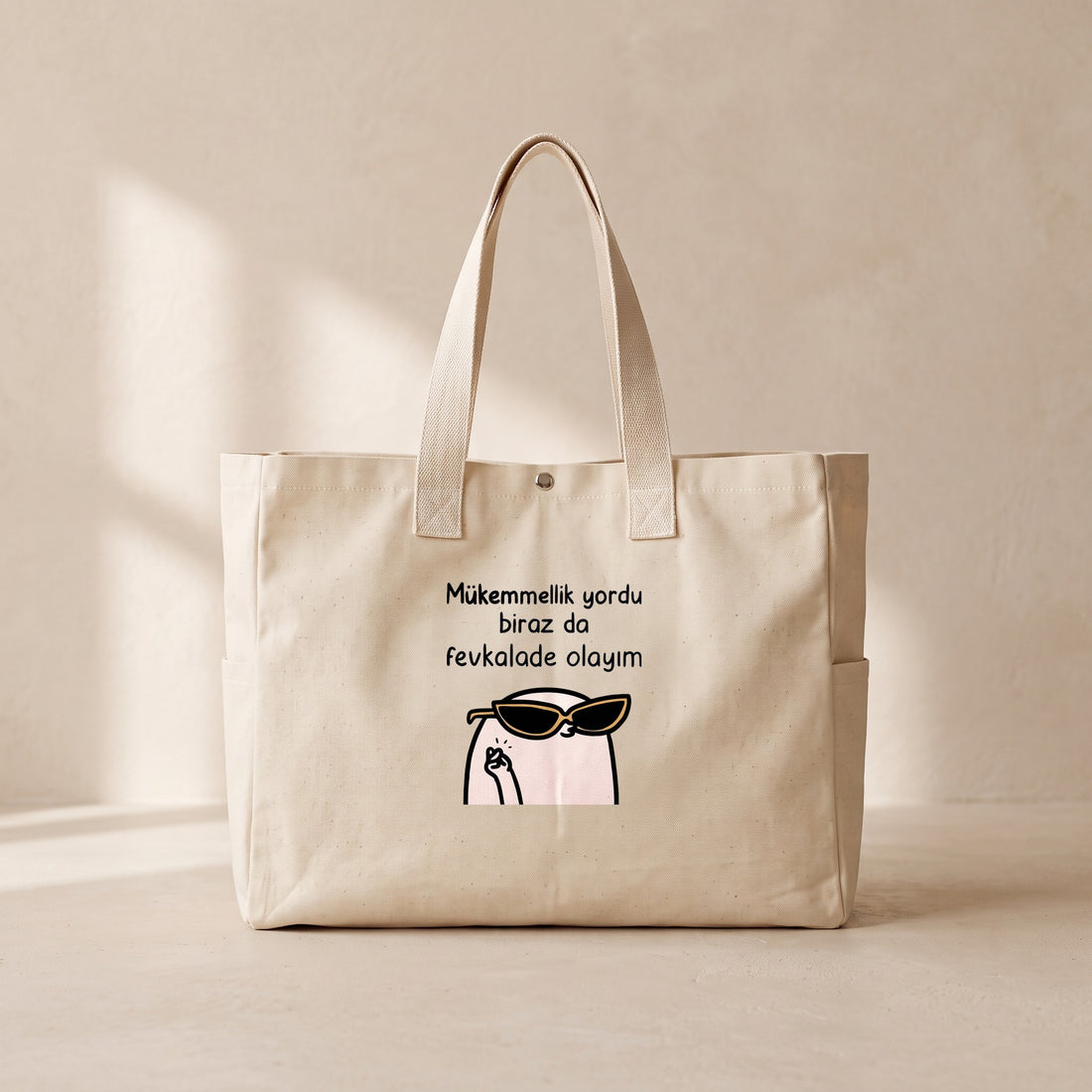 Mükemmellik yordu - Çıtçıtlı Tote Bag