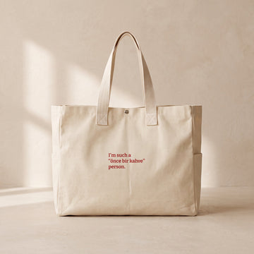 Önce bir kahve - Çıtçıtlı Tote Bag