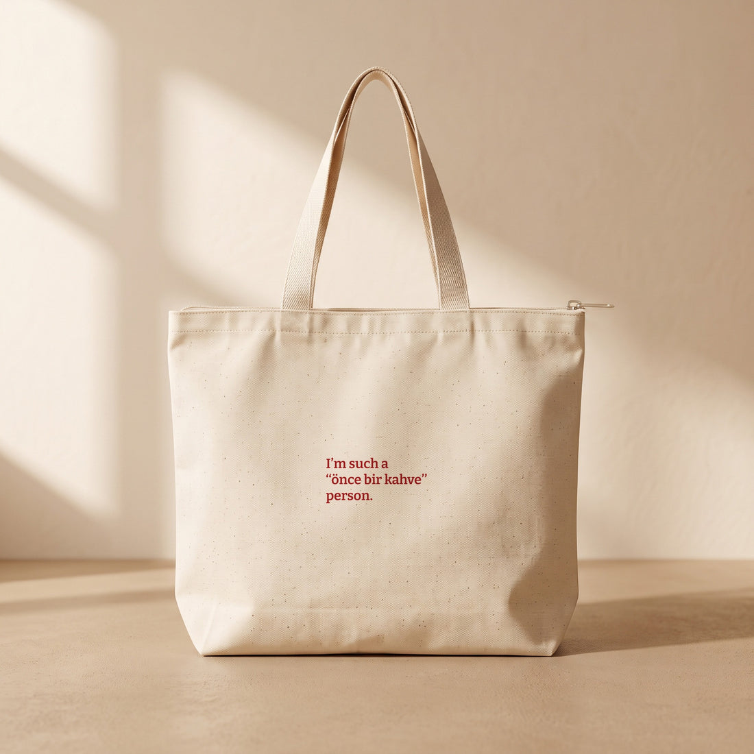 Önce bir kahve - Fermuarlı Tote Bag