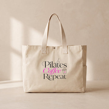 Pilates Coffee Repeat - Çıtçıtlı Tote Bag