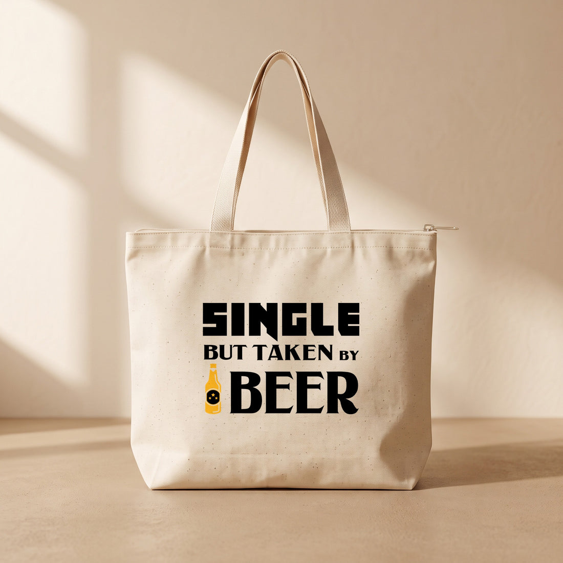 Single But Taken By Beer - Fermuarlı Tote Bag
