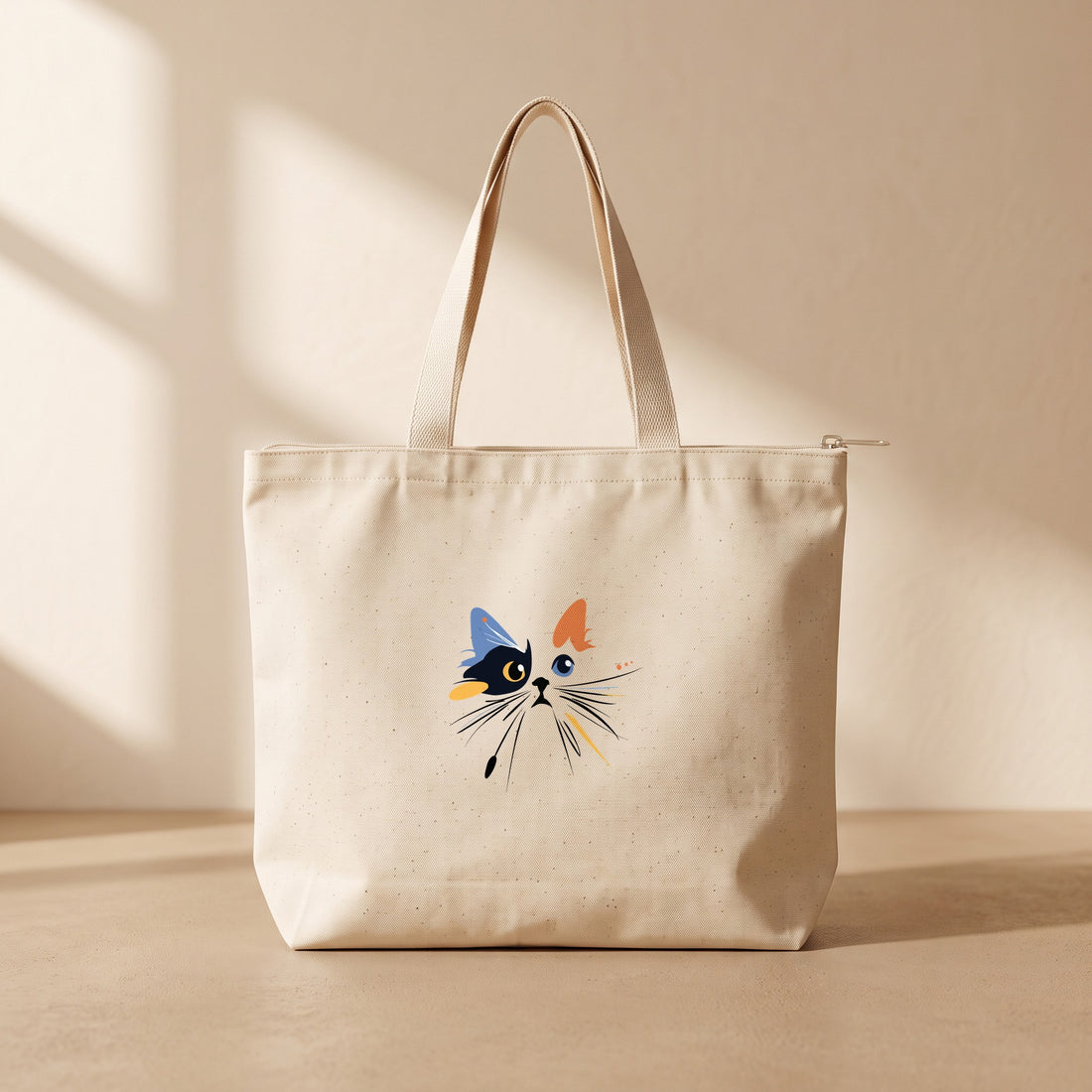 Split Cat - Fermuarlı Tote Bag