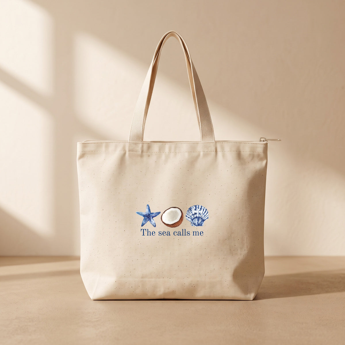 The sea calls me - Fermuarlı Tote Bag