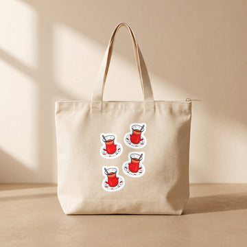 Turkish Tea - Fermuarlı Tote Bag