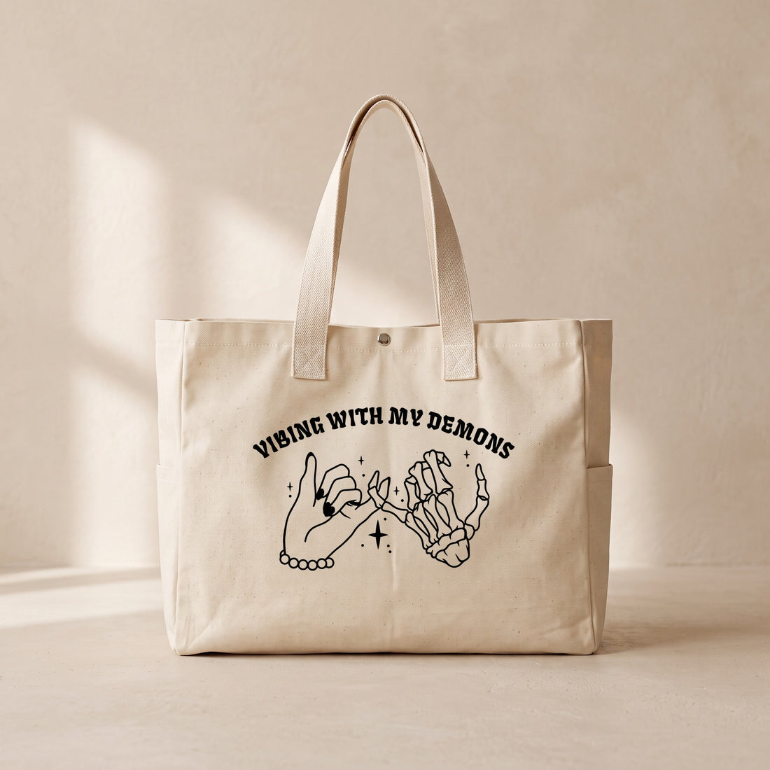 Vibing demons - Çıtçıtlı Tote Bag