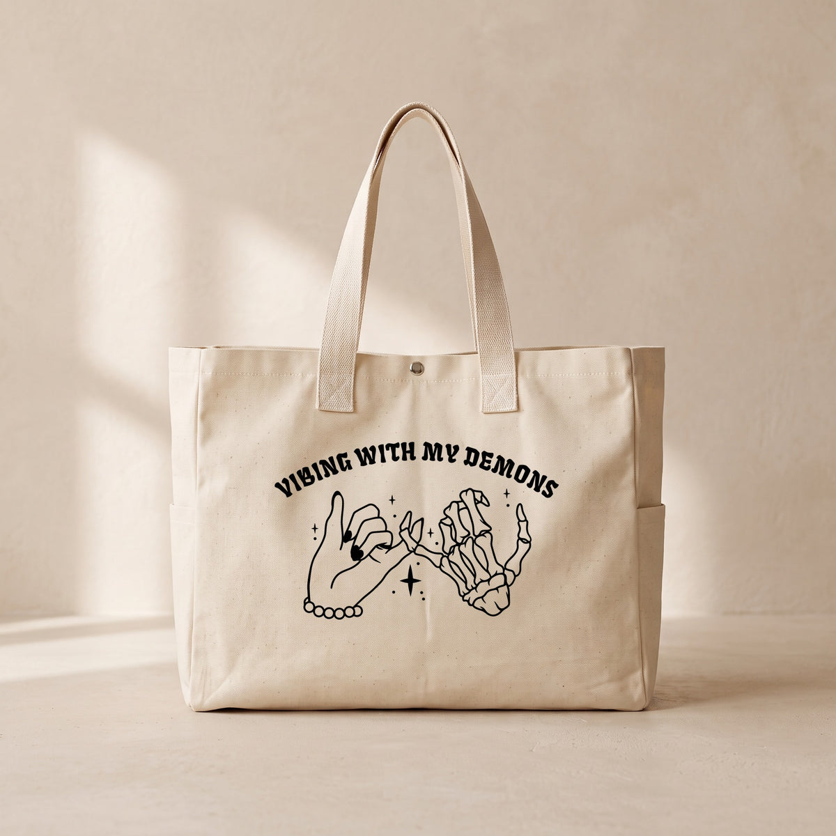 Vibing demons - Çıtçıtlı Tote Bag