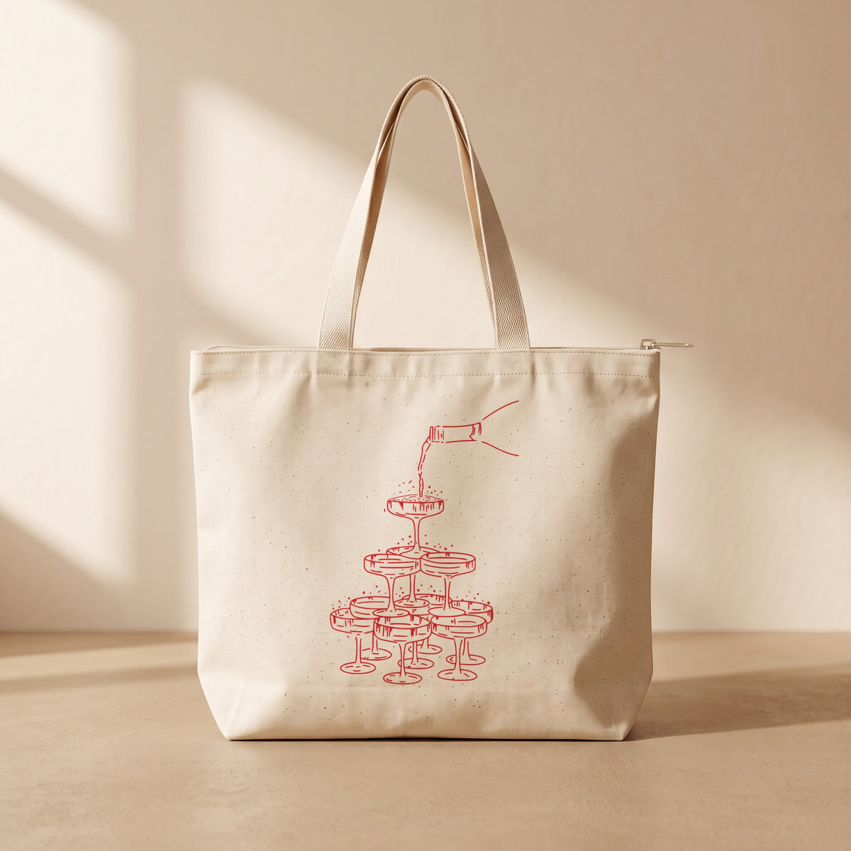 Wine - Fermuarlı Tote Bag
