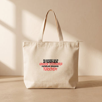Zaferler Senindir - Fermuarlı Tote Bag